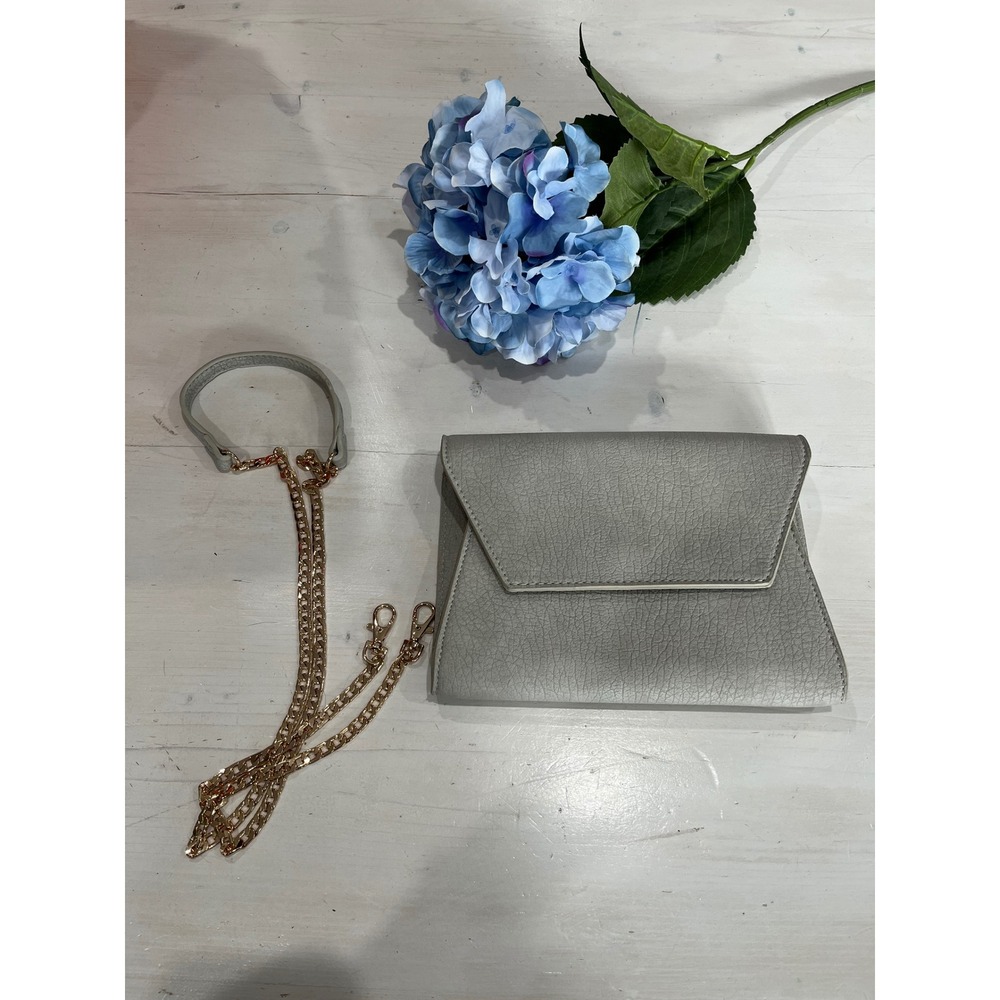 Gray Clutch‎ Crossbody Bag Convertible Chain Strap Wallet Purse